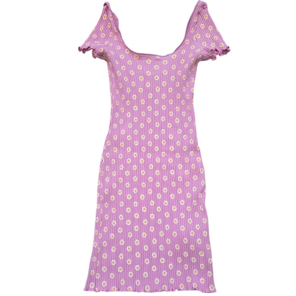 Billabong x Smiley Pink Polka Dot Ribbed Mini Dress Small